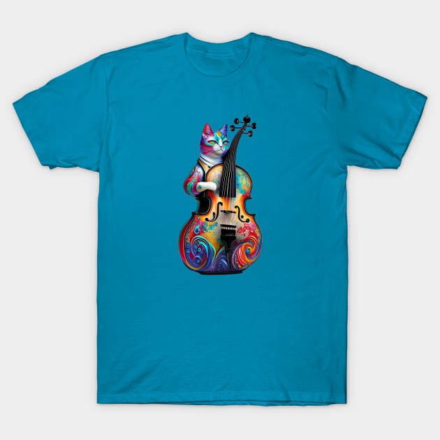 Musician Cat Surreal T-Shirt by MusicianCatsClub